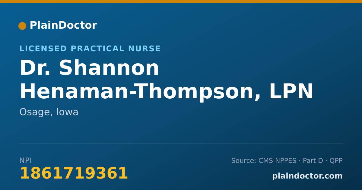Shareable card for Shannon Henaman-Thompson, LPN - Licensed Practical Nurse, Osage, IA