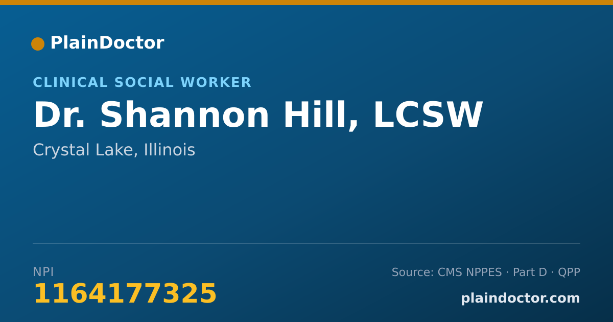 Shareable card for Shannon Hill, LCSW - Clinical Social Worker, Crystal Lake, IL