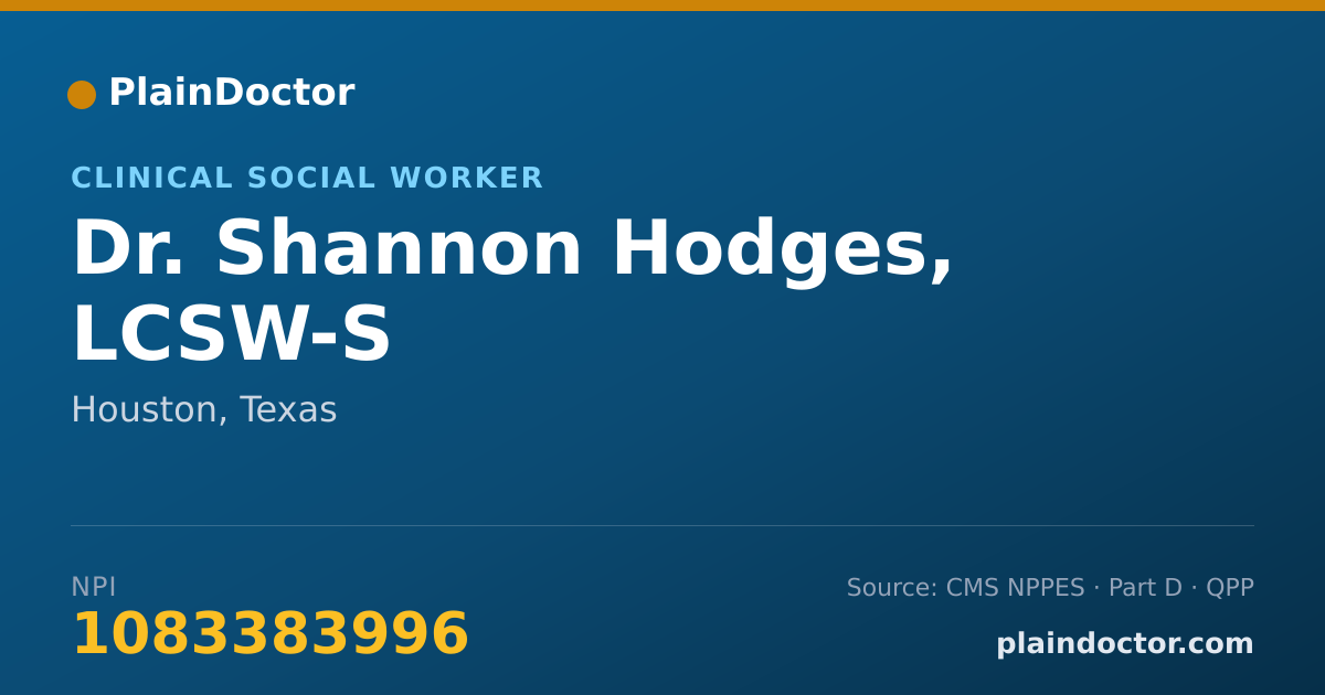 Shareable card for Shannon Hodges, LCSW-S - Clinical Social Worker, Houston, TX