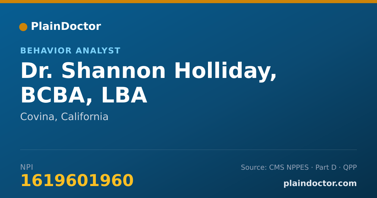 Shareable card for Shannon Holliday, BCBA, LBA - Behavior Analyst, Covina, CA