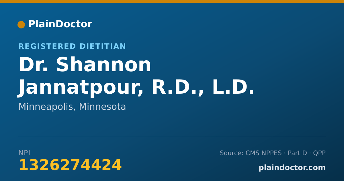 Shareable card for Shannon Jannatpour, R.D., L.D. - Registered Dietitian, Minneapolis, MN