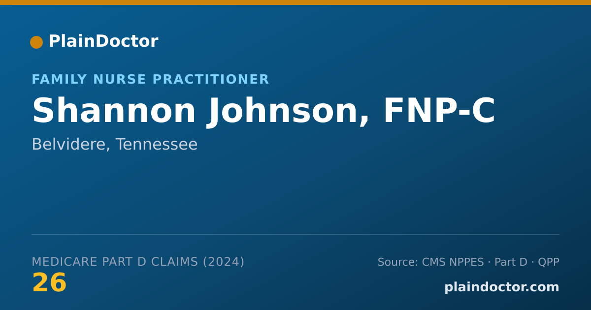 Shareable card for Shannon Johnson, FNP-C - Family Nurse Practitioner, Belvidere, TN