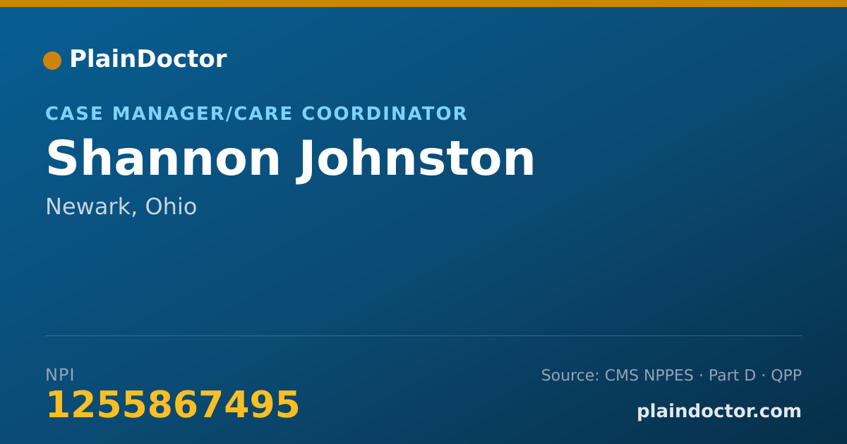 Shareable card for Shannon Johnston - Case Manager/Care Coordinator, Newark, OH