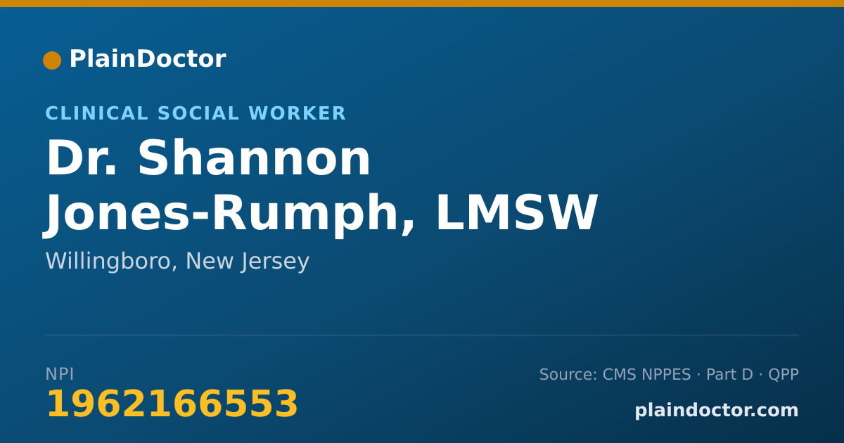 Shareable card for Shannon Jones-Rumph, LMSW - Clinical Social Worker, Willingboro, NJ