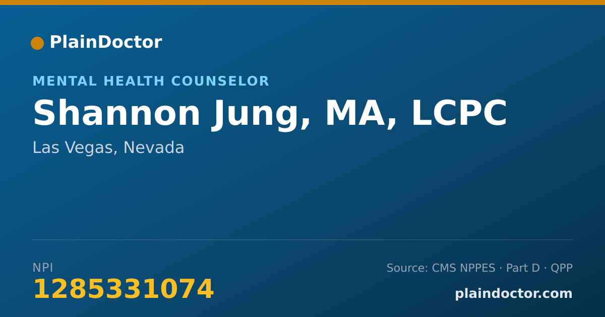 Shareable card for Shannon Jung, MA, LCPC - Mental Health Counselor, Las Vegas, NV