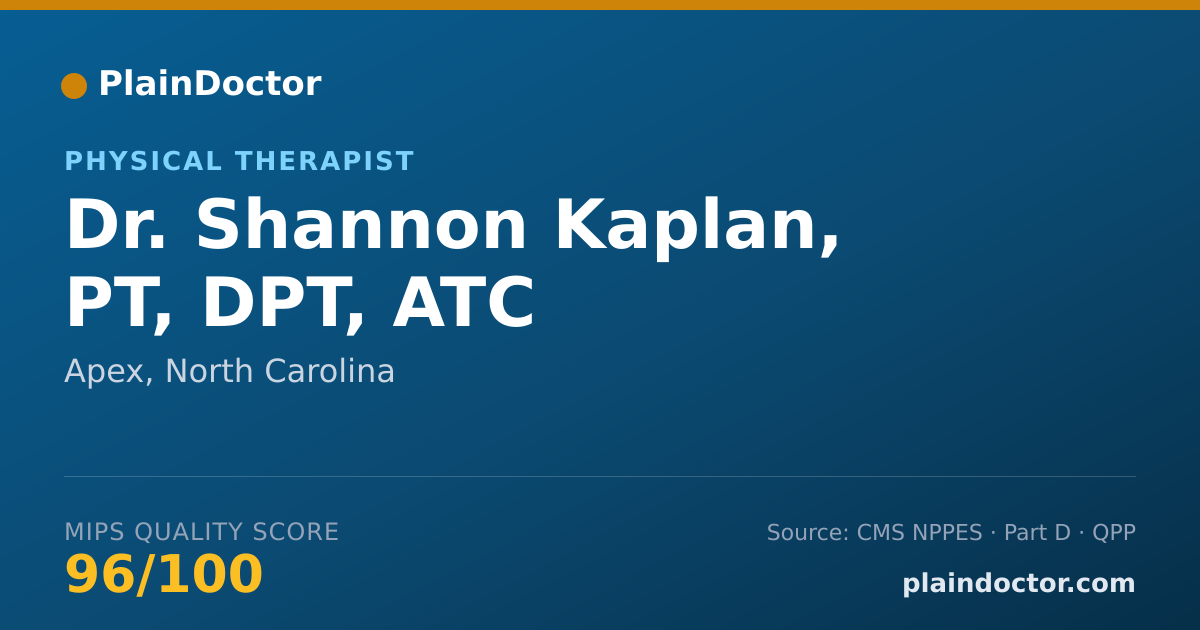 Shareable card for Shannon Kaplan, PT, DPT, ATC - Physical Therapist, Apex, NC