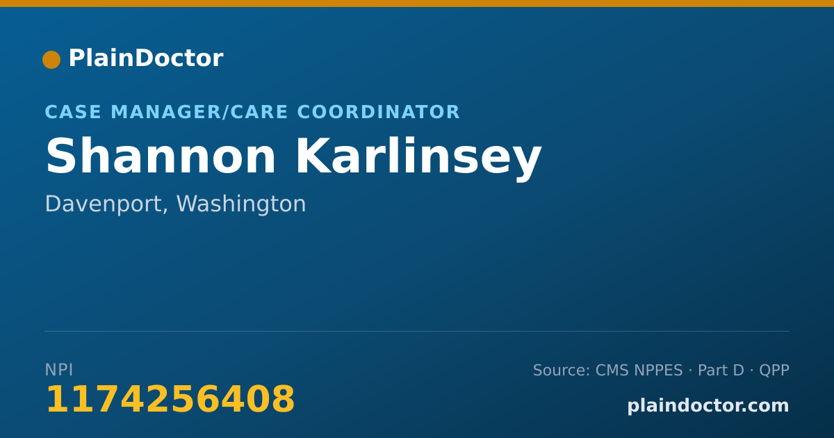 Shareable card for Shannon Karlinsey - Case Manager/Care Coordinator, Davenport, WA