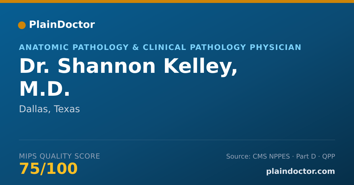 Shareable card for Shannon Kelley, M.D. - Anatomic Pathology & Clinical Pathology Physician, Dallas, TX