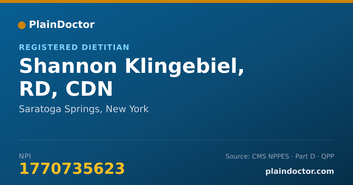Shareable card for Shannon Klingebiel, RD, CDN - Registered Dietitian, Saratoga Springs, NY