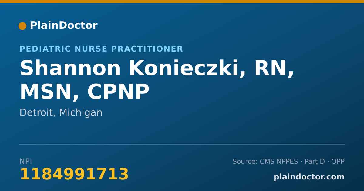 Shareable card for Shannon Konieczki, RN, MSN, CPNP - Pediatric Nurse Practitioner, Detroit, MI