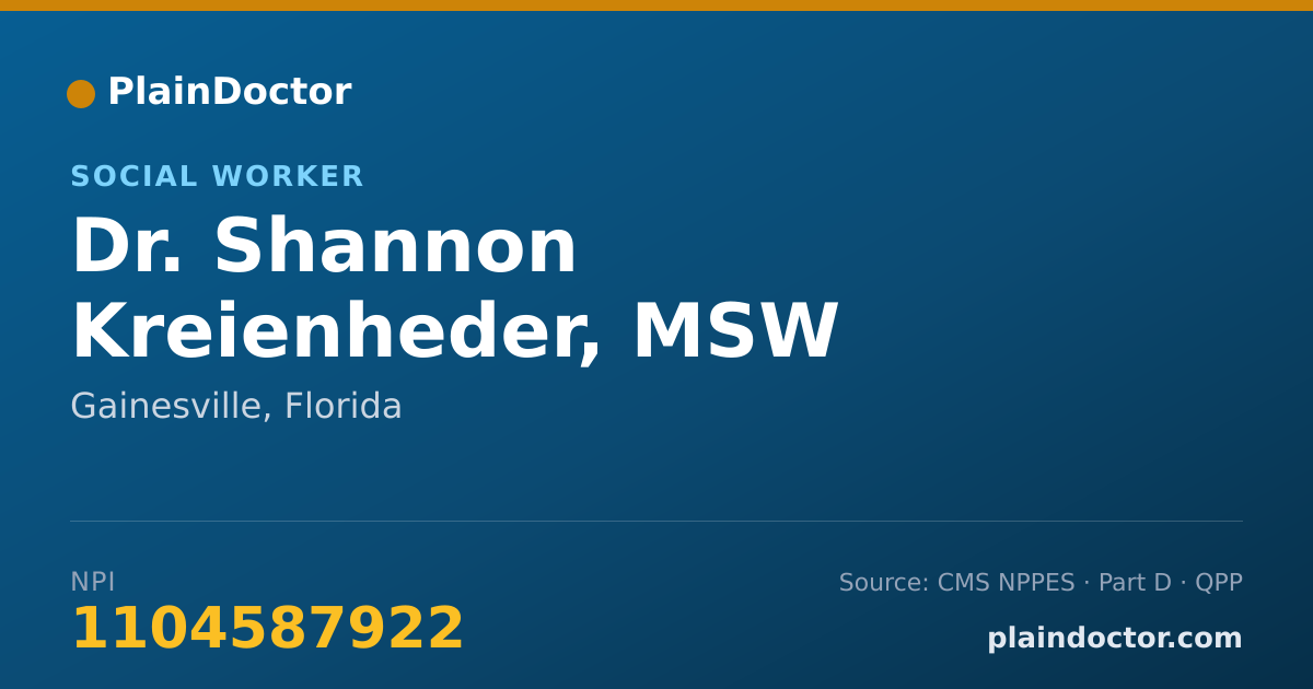 Shareable card for Shannon Kreienheder, MSW - Social Worker, Gainesville, FL