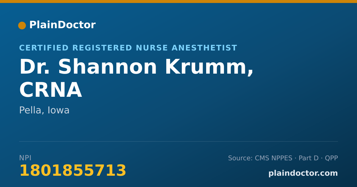 Shareable card for Shannon Krumm, CRNA - Certified Registered Nurse Anesthetist, Pella, IA