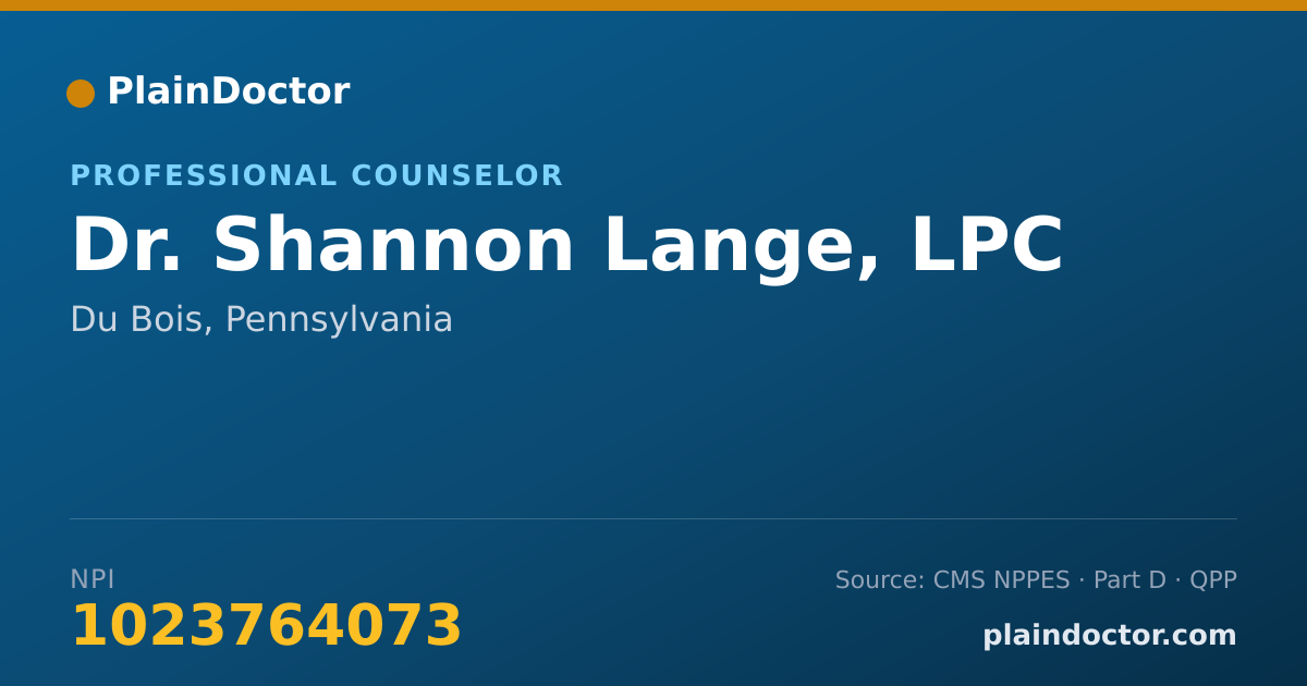 Shareable card for Shannon Lange, LPC - Professional Counselor, Du Bois, PA