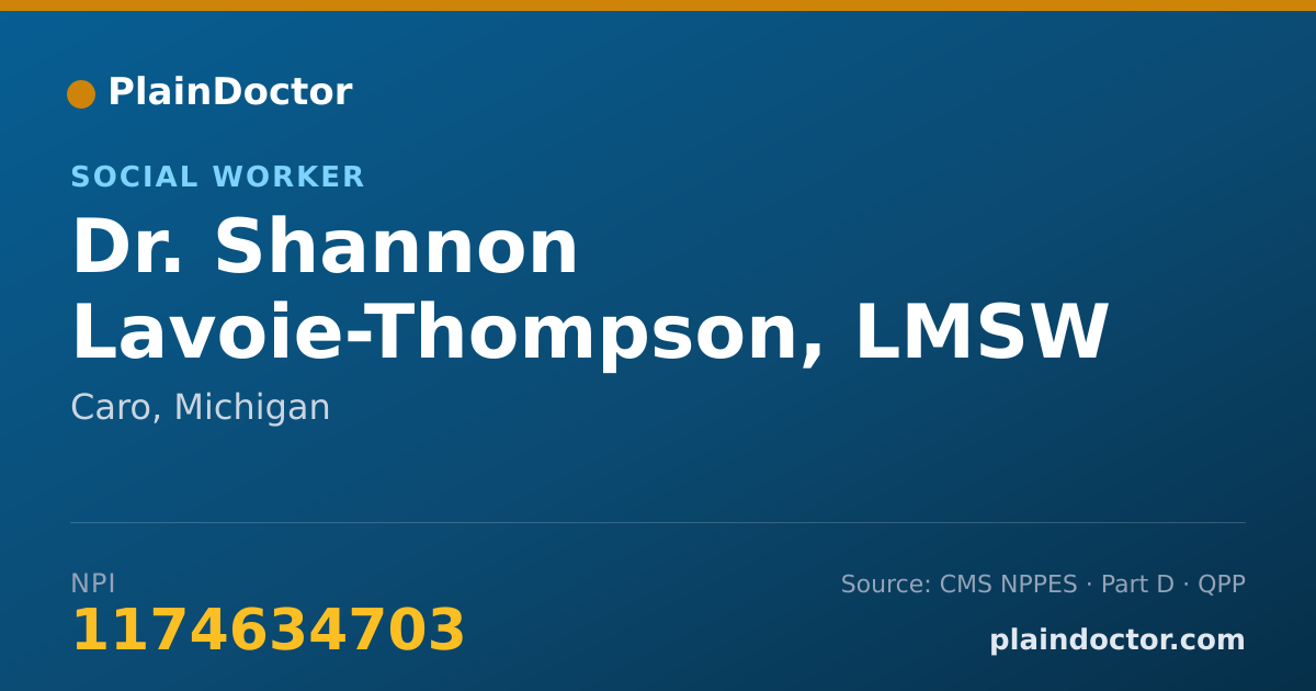 Shareable card for Shannon Lavoie-Thompson, LMSW - Social Worker, Caro, MI