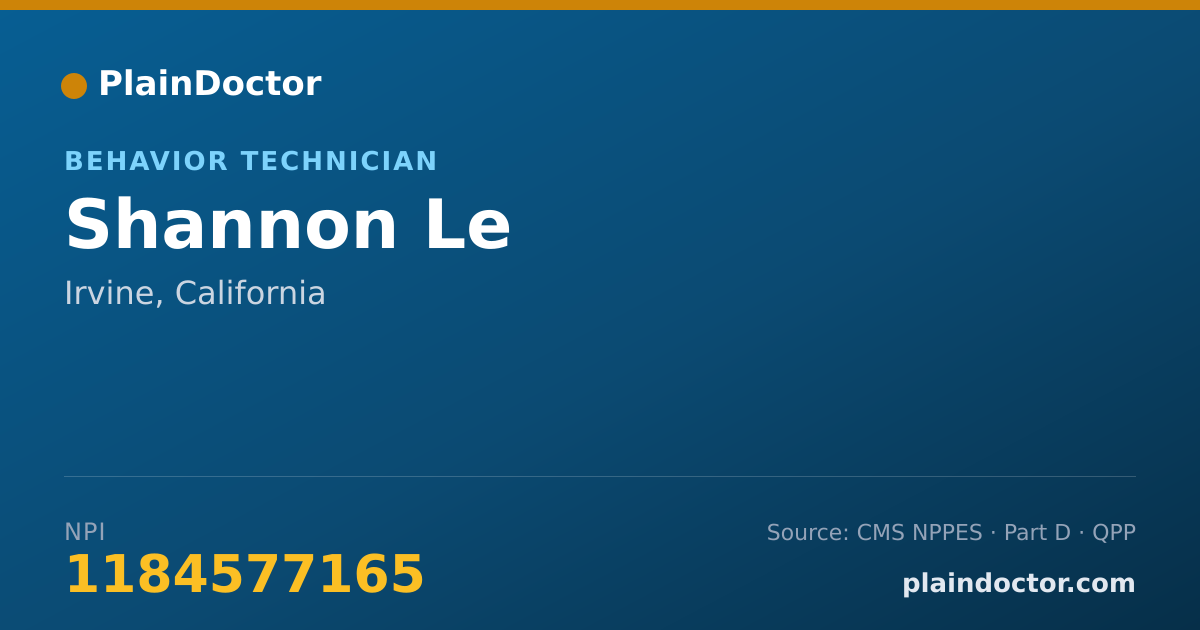 Shareable card for Shannon Le - Behavior Technician, Irvine, CA