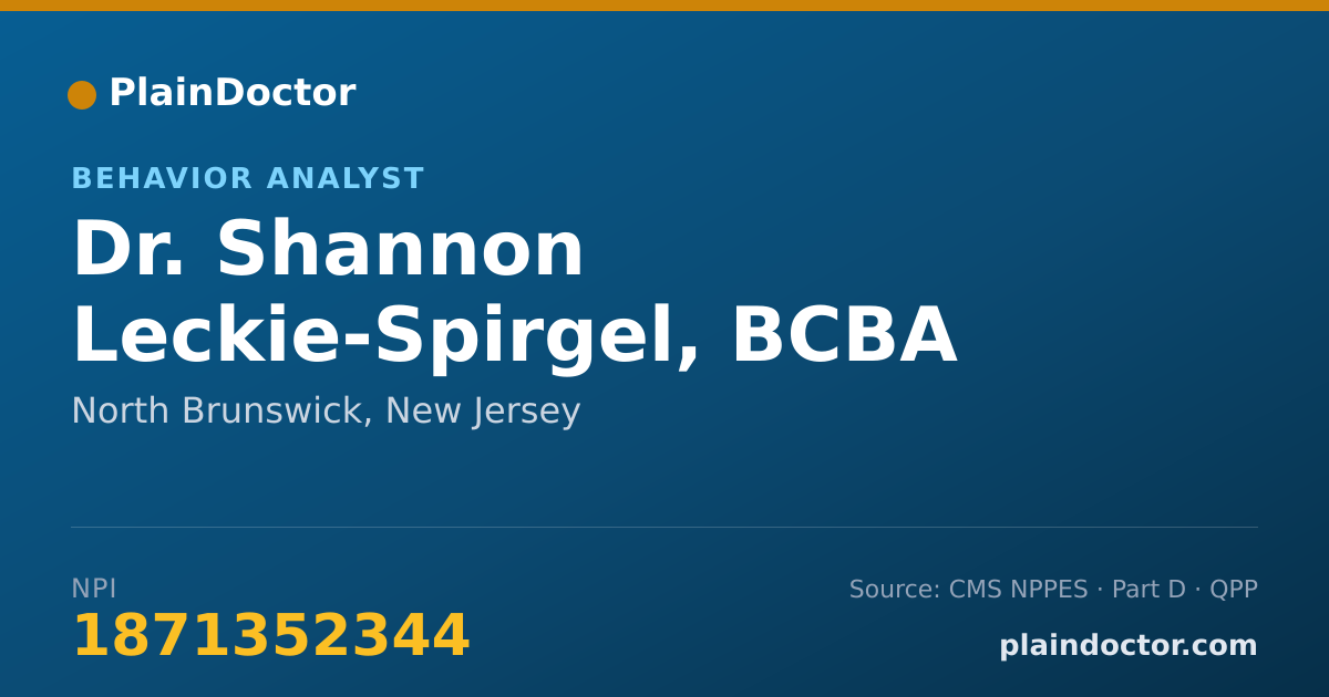 Shareable card for Shannon Leckie-Spirgel, BCBA - Behavior Analyst, North Brunswick, NJ