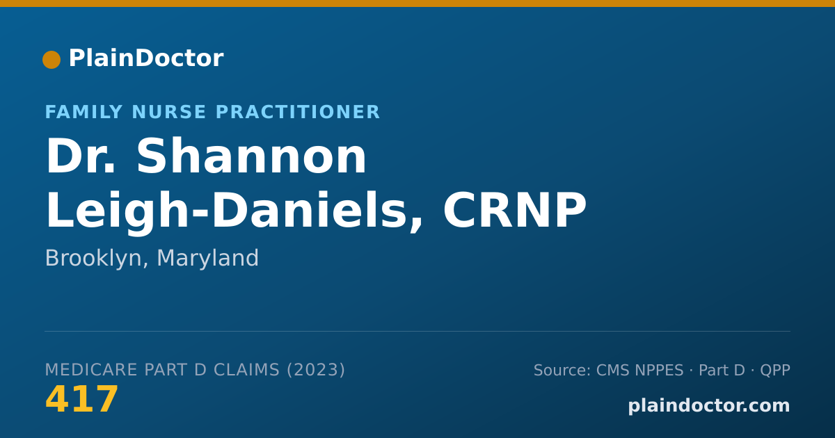 Shareable card for Shannon Leigh-Daniels, CRNP - Family Nurse Practitioner, Brooklyn, MD