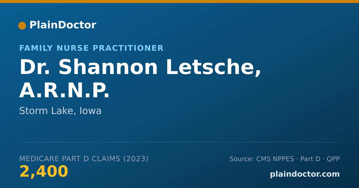 Shareable card for Shannon Letsche, A.R.N.P. - Family Nurse Practitioner, Storm Lake, IA