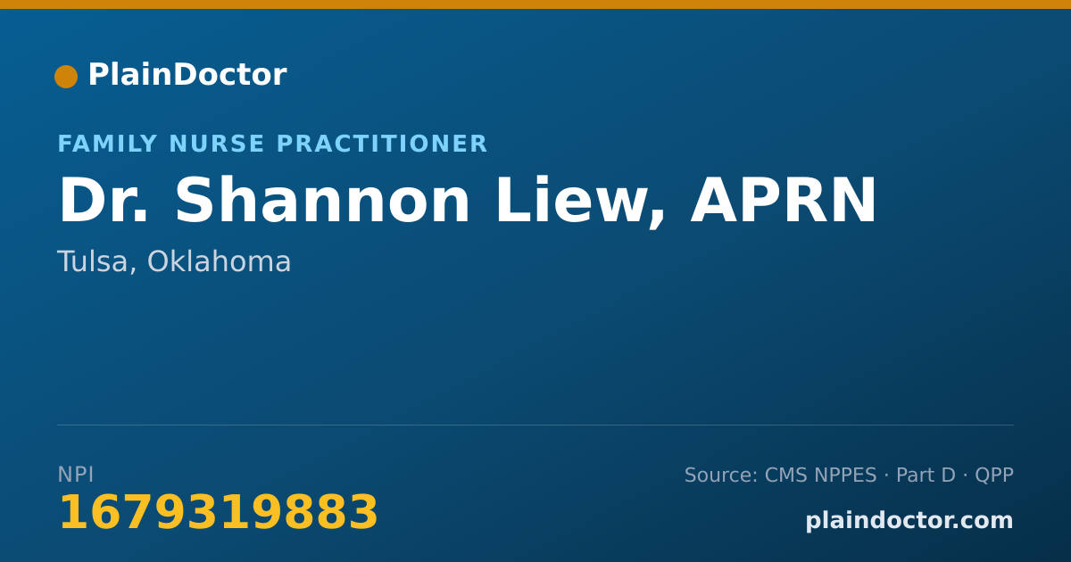 Shareable card for Shannon Liew, APRN - Family Nurse Practitioner, Tulsa, OK
