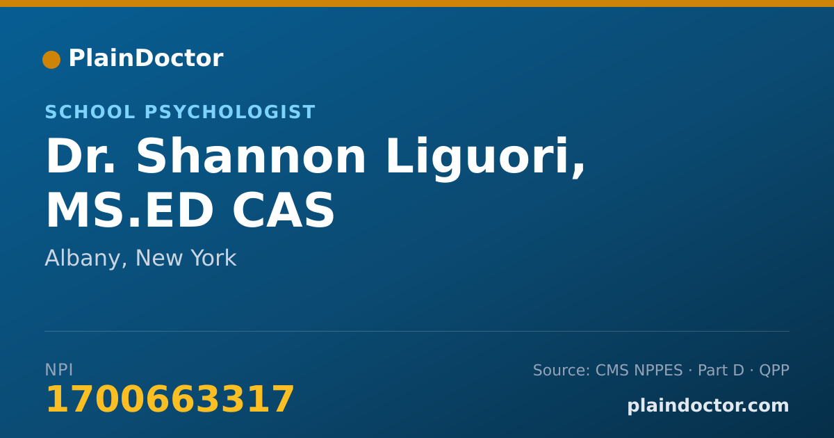 Shareable card for Shannon Liguori, MS.ED CAS - School Psychologist, Albany, NY