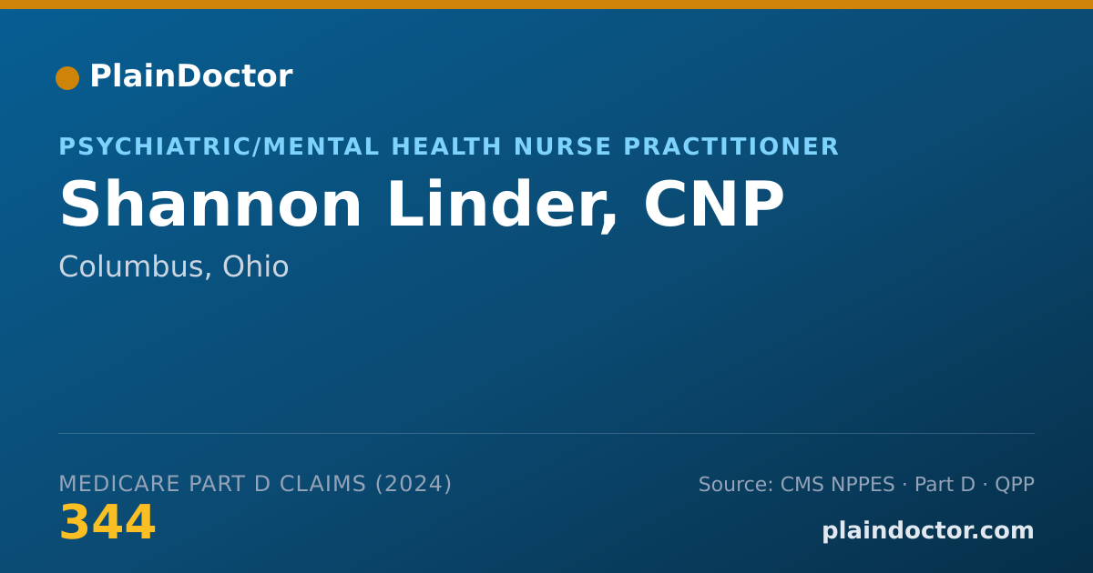 Shareable card for Shannon Linder, CNP - Psychiatric/Mental Health Nurse Practitioner, Columbus, OH