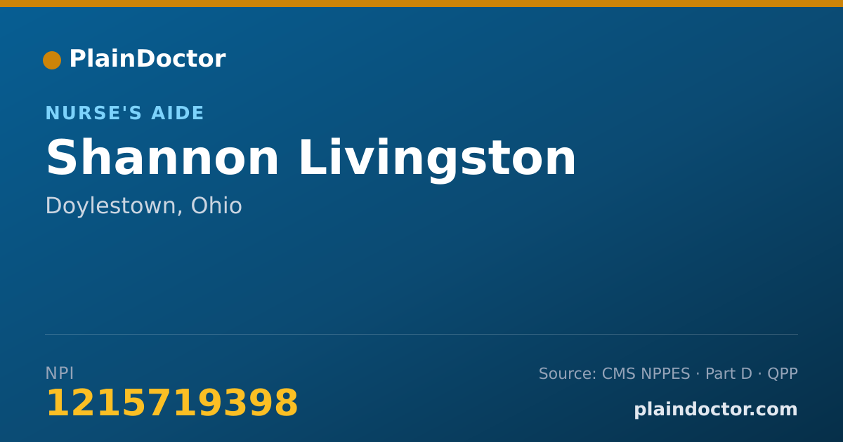 Shareable card for Shannon Livingston - Nurse's Aide, Doylestown, OH