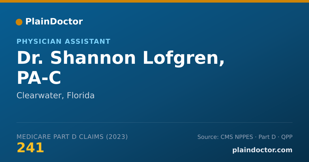 Shareable card for Shannon Lofgren, PA-C - Physician Assistant, Clearwater, FL