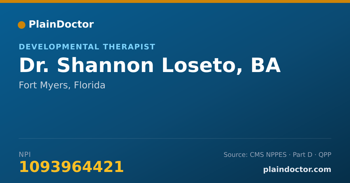 Shareable card for Shannon Loseto, BA - Developmental Therapist, Fort Myers, FL
