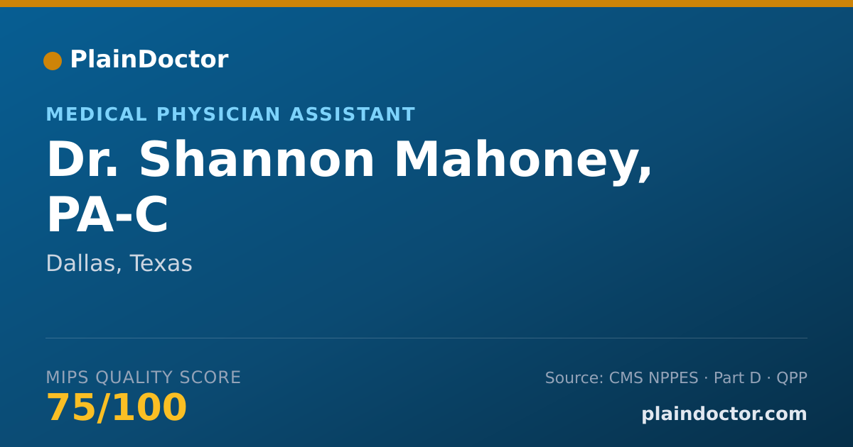 Shareable card for Shannon Mahoney, PA-C - Medical Physician Assistant, Dallas, TX