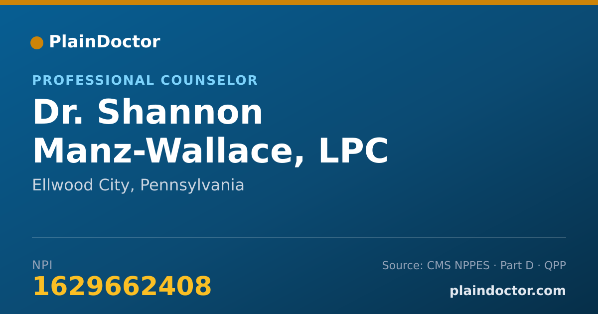 Shareable card for Shannon Manz-Wallace, LPC - Professional Counselor, Ellwood City, PA