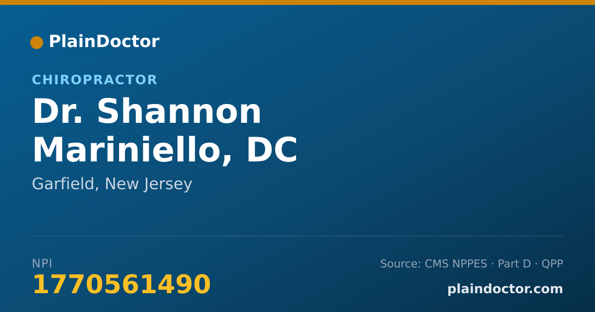 Shareable card for Shannon Mariniello, DC - Chiropractor, Garfield, NJ