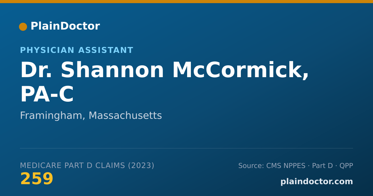 Shareable card for Shannon McCormick, PA-C - Physician Assistant, Framingham, MA
