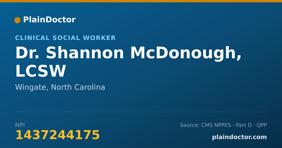 Shareable card for Shannon McDonough, LCSW - Clinical Social Worker, Wingate, NC