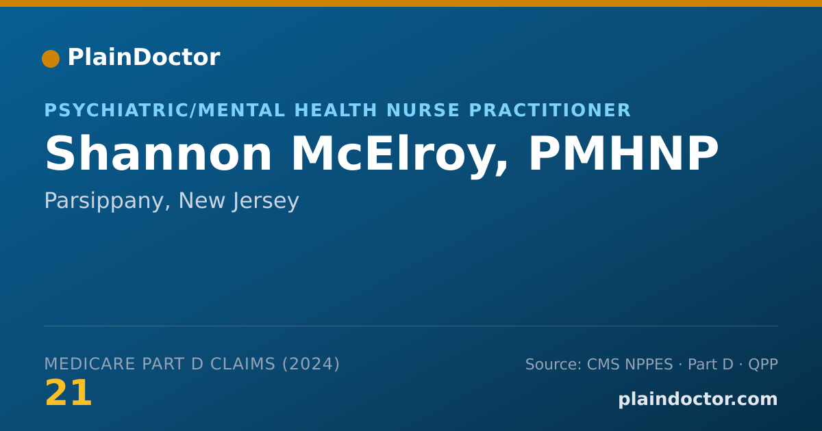 Shareable card for Shannon McElroy, PMHNP - Psychiatric/Mental Health Nurse Practitioner, Parsippany, NJ