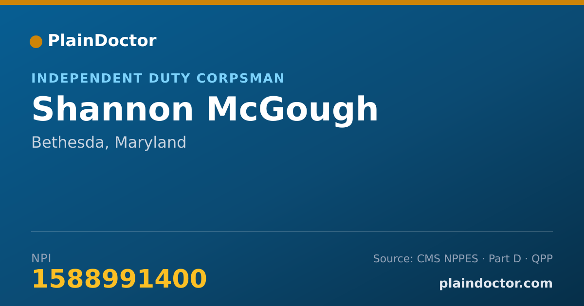 Shareable card for Shannon McGough - Independent Duty Corpsman, Bethesda, MD