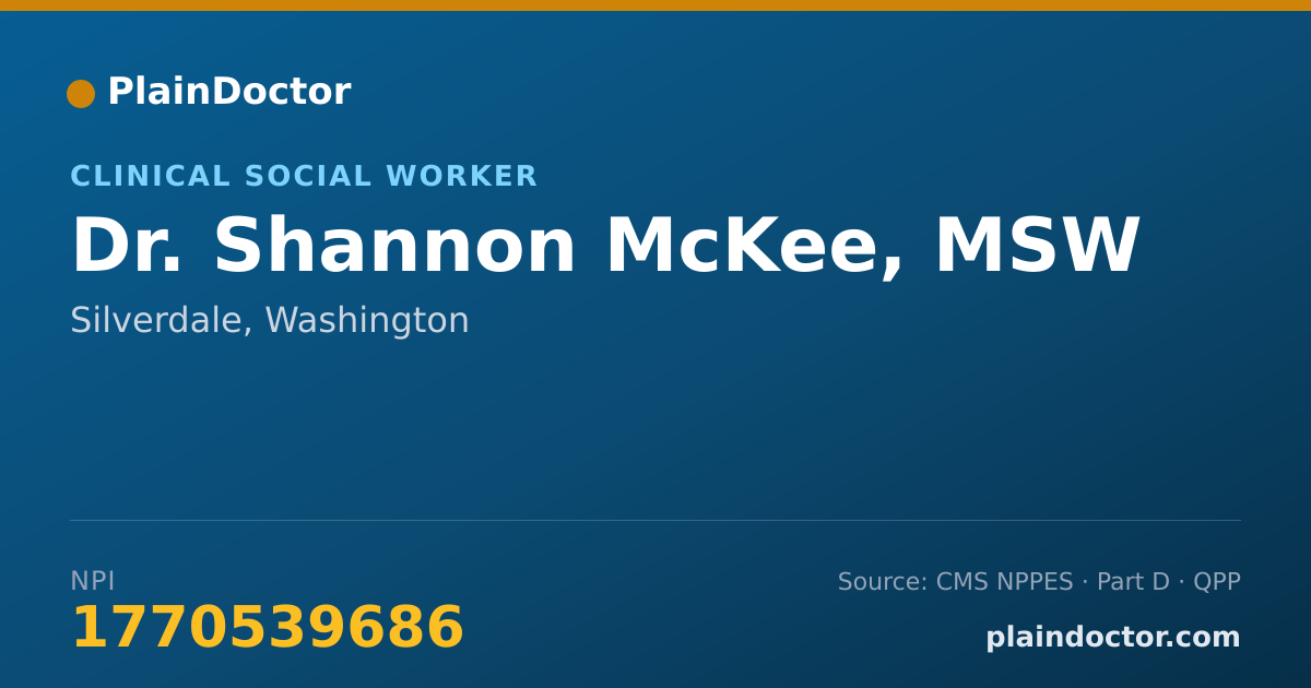 Shareable card for Shannon McKee, MSW - Clinical Social Worker, Silverdale, WA