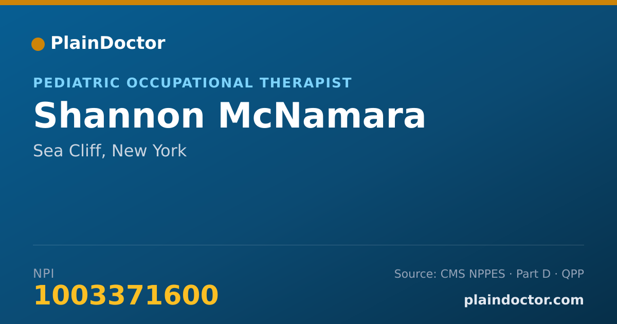 Shareable card for Shannon McNamara - Pediatric Occupational Therapist, Sea Cliff, NY