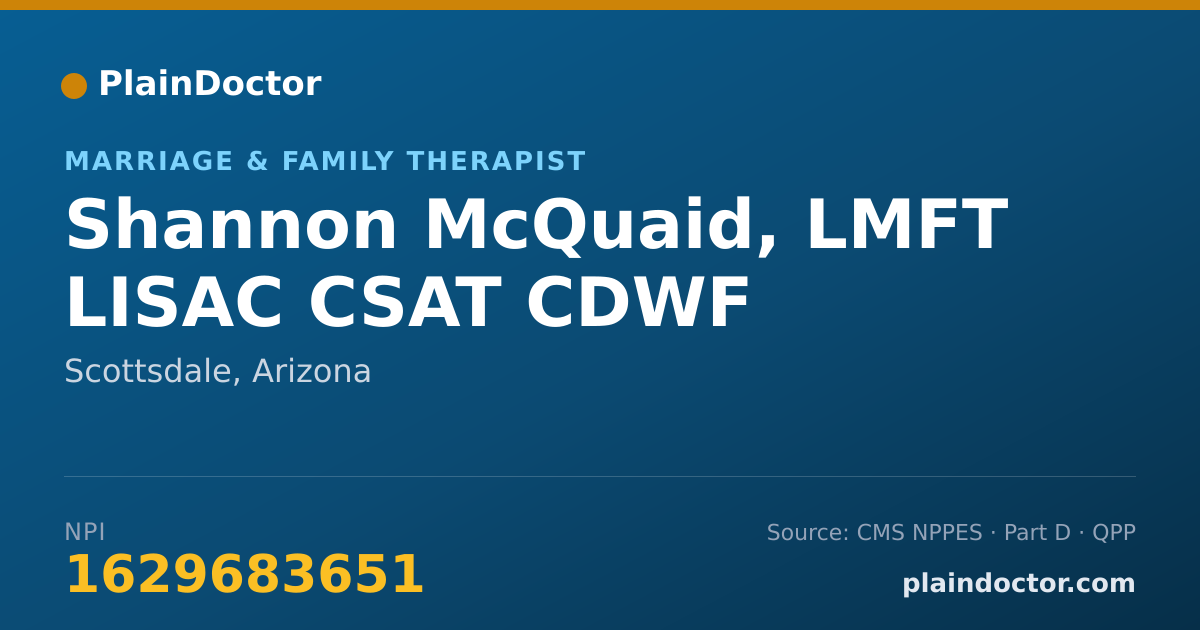 Shareable card for Shannon McQuaid, LMFT LISAC CSAT CDWF - Marriage & Family Therapist, Scottsdale, AZ