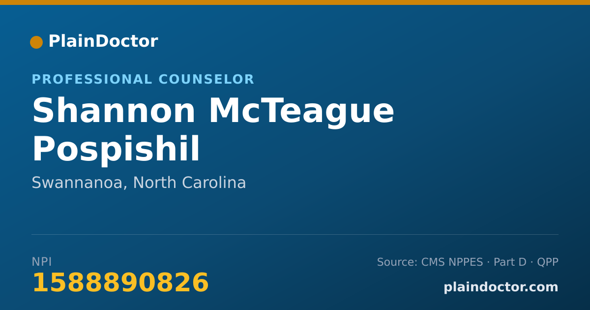 Shareable card for Shannon McTeague Pospishil - Professional Counselor, Swannanoa, NC