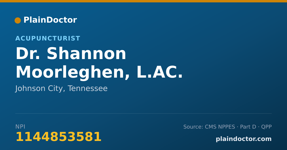 Shareable card for Shannon Moorleghen, L.AC. - Acupuncturist, Johnson City, TN