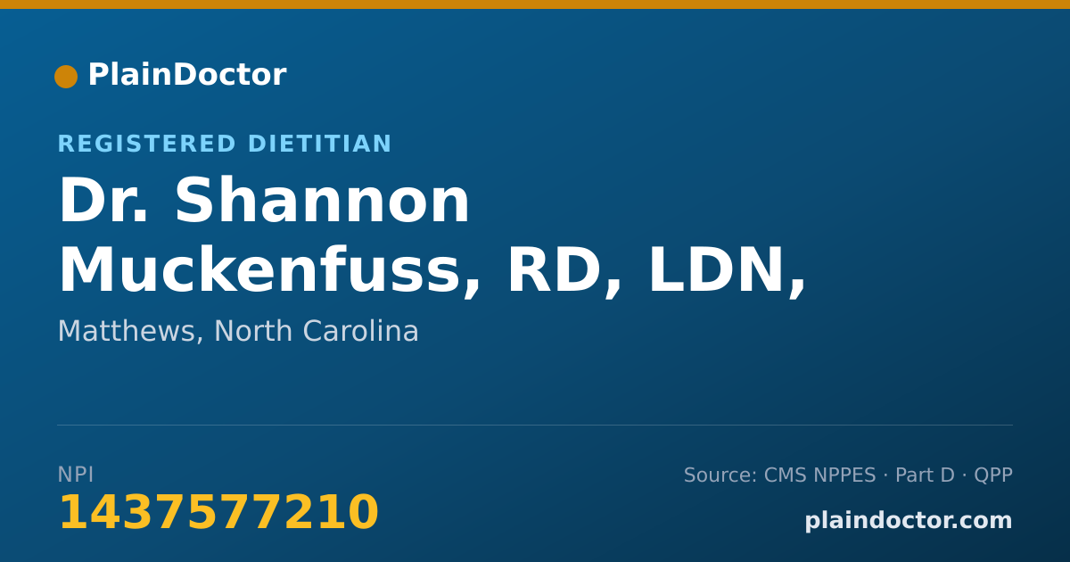Shareable card for Shannon Muckenfuss, RD, LDN, CDE - Registered Dietitian, Matthews, NC