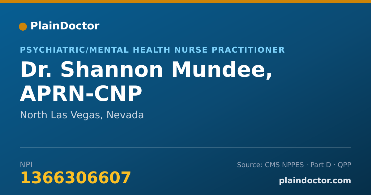 Shareable card for Shannon Mundee, APRN-CNP - Psychiatric/Mental Health Nurse Practitioner, North Las Vegas, NV