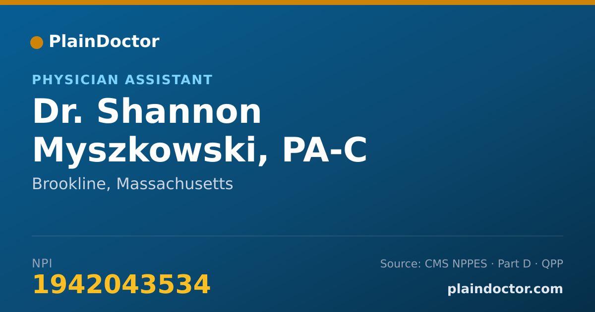 Shareable card for Shannon Myszkowski, PA-C - Physician Assistant, Brookline, MA