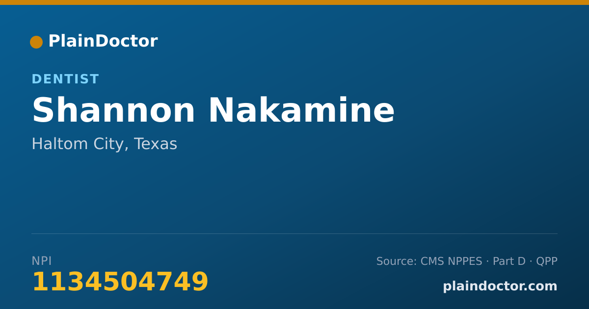 Shareable card for Shannon Nakamine - Dentist, Haltom City, TX