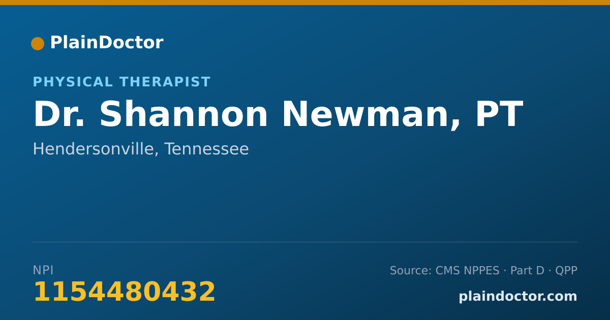 Shareable card for Shannon Newman, PT - Physical Therapist, Hendersonville, TN