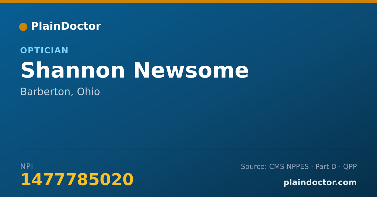 Shareable card for Shannon Newsome - Optician, Barberton, OH