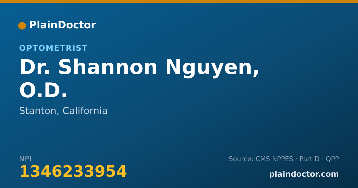 Shareable card for Shannon Nguyen, O.D. - Optometrist, Stanton, CA
