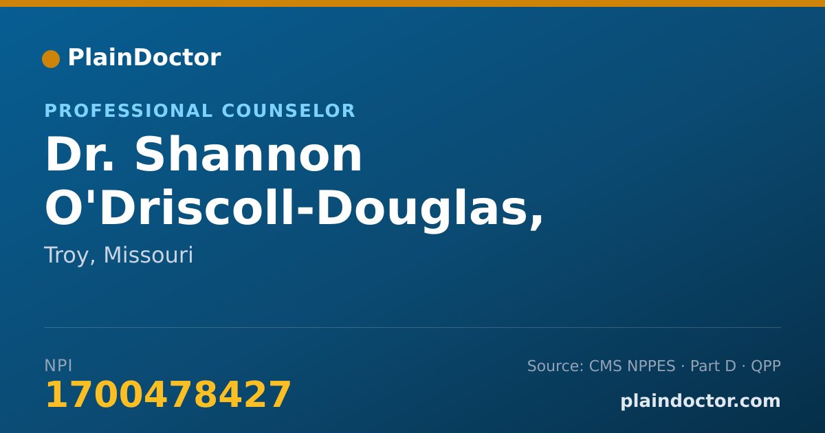 Shareable card for Shannon O'Driscoll-Douglas, LPC - Professional Counselor, Troy, MO