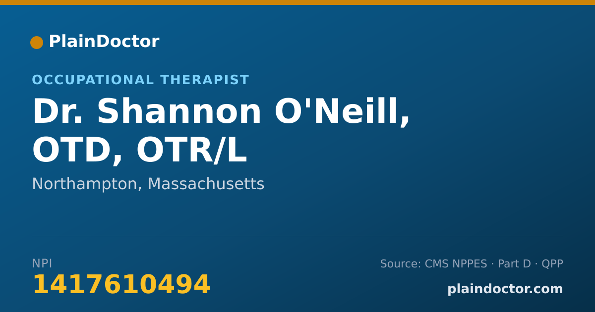 Shareable card for Shannon O'Neill, OTD, OTR/L - Occupational Therapist, Northampton, MA