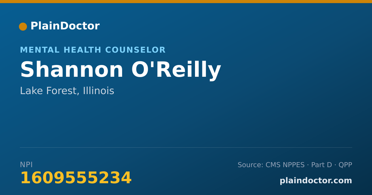 Shareable card for Shannon O'Reilly - Mental Health Counselor, Lake Forest, IL